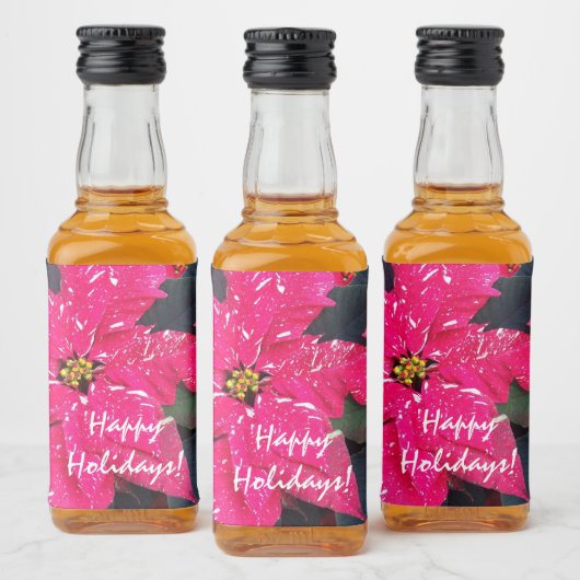 Red Variegated Poinsettias Holiday Likeurfles Etiket (Flessen)