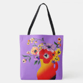 Red Vase of Flowers Large Canvas tas (Voorkant)