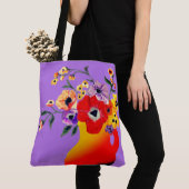 Red Vase of Flowers Large Canvas tas (Dichtbij)