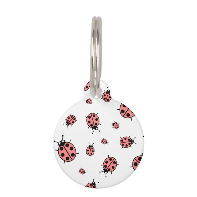 Red Vector Lady Bugs Huisdierpenning (Achterkant)