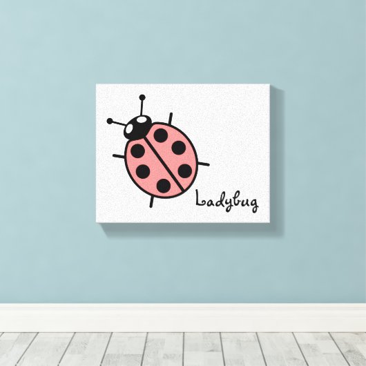 Red Vector Ladybug Canvas Afdruk (Insitu (Houten vloer))