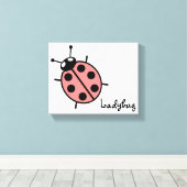 Red Vector Ladybug Canvas Afdruk (Insitu (Houten vloer))