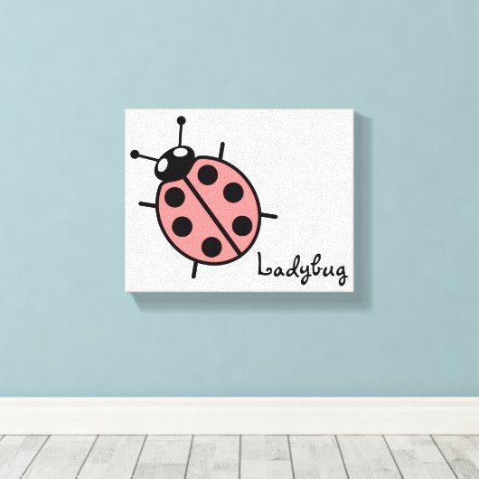 Red Vector Ladybug Canvas Afdruk (Insitu (Houten vloer))