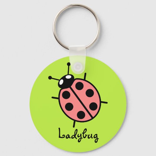 Red Vector Ladybug (groene achtergrond) Sleutelhanger (Voorkant)