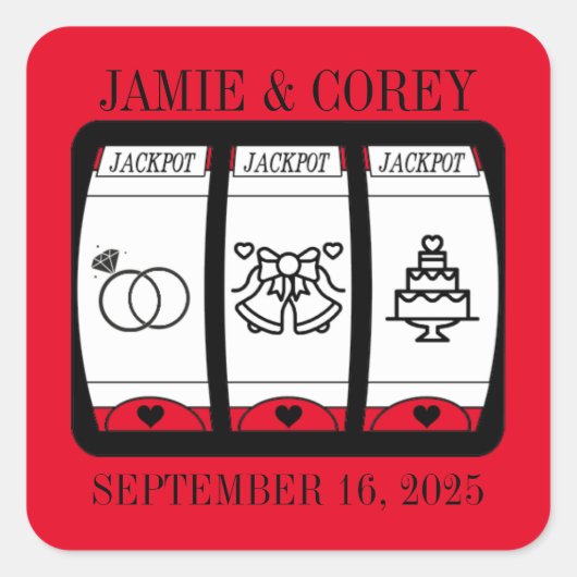 Red Vegas bruiloft Vierkante Sticker (Voorkant)