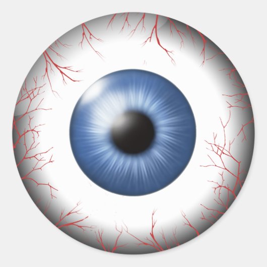 Red Vein Eyeball Blue ID541 Ronde Sticker (Voorkant)