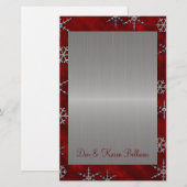 Red Velour & Silver Snowflakes Briefpapier (Voorkant / Achterkant)