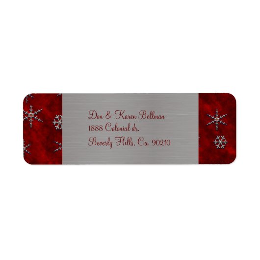 Red Velour & Silver Snowflakes Etiket (Voorkant)