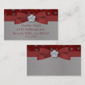 Red Velour & Silver Snowflakes Jewel Visitekaartje (Voorkant / Achterkant)