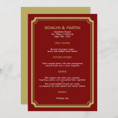 Red velvet art deco retro bruiloft menu (Voorkant / Achterkant)