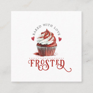 Red Velvet Baker Cupcake Logo Calligrafie Script Vierkante Visitekaartje
