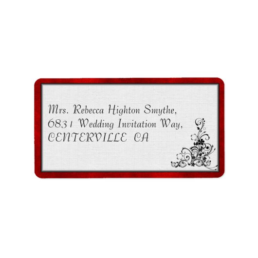 Red Velvet, Black Flourish Wedding Etiket (Voorkant)