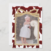 Red Velvet Bow Elegant Posh 1e verjaardag Kaart (Achterkant)