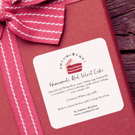 Red Velvet Cake Bakery Ingredient Product Bakery Vierkante Sticker