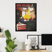 Red Velvet Cake Recept Chalkboard Keuken Kunst Poster (Thuiskantoor)