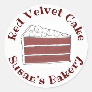 Red Velvet Cake Slice Specialized Bakery gebrandme Ronde Sticker