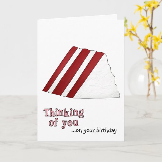 Red Velvet Cake Verjaardag Kaart (Gele Bloem)