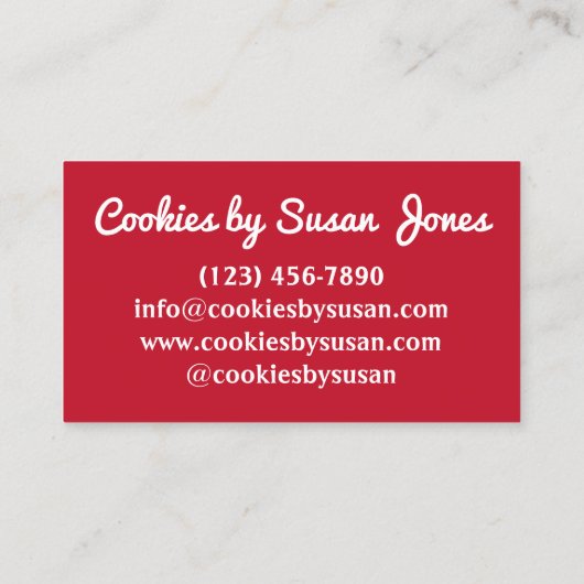 Red Velvet Cookie Bakkerij Gebak Chef Business Foo Visitekaartje (Achterkant)
