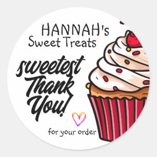 Red Velvet Cupcake Bedankt voor uw bestelling Ronde Sticker