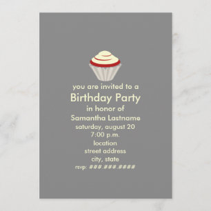 Red Velvet Cupcake Birthday Party Invite Kaart