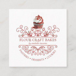 Red Velvet Cupcake Deco Lijst Bakery Baker's Logo Vierkante Visitekaartje