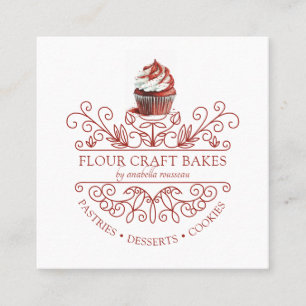 Red Velvet Cupcake Deco Lijst Bakery Baker's Logo Vierkante Visitekaartje