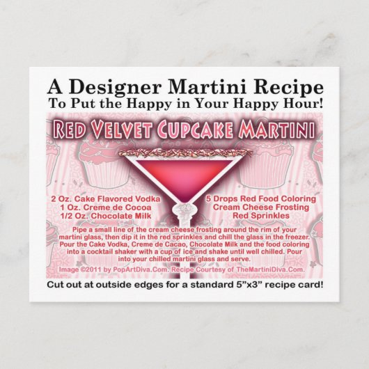 Red Velvet Cupcake Martini Recept Briefkaart (Voorkant)