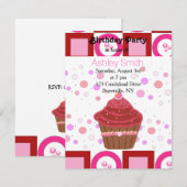 Red Velvet Cupcake Uitnodiging (Voorkant / Achterkant)