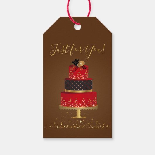 Red Velvet Custom Birthday Invitation Card Cadeaulabel (Voorkant)
