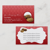 Red Velvet Damask Desserts Business Visitekaartje (Voorkant / Achterkant)