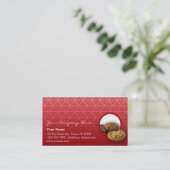 Red Velvet Damask Desserts Business Visitekaartje (Staand voorkant)
