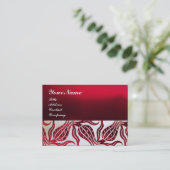 RED VELVET DAMASK TULIP MONOGRAM Burgundy Pearl Visitekaartje (Staand voorkant)
