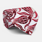 RED VELVET DAMASK TULIPS Burgundy White Stropdas (Opgerold)