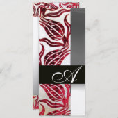 RED VELVET DAMASK TULIPS MONOGRAM Burgundy Gold Kaart (Voorkant / Achterkant)