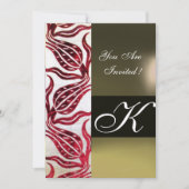 RED VELVET DAMASK TULIPS MONOGRAM Burgundy White Kaart (Voorkant)