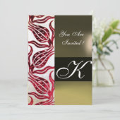 RED VELVET DAMASK TULIPS MONOGRAM Burgundy White Kaart (Staand voorkant)