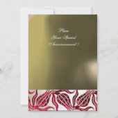RED VELVET DAMASK TULIPS MONOGRAM Burgundy White Kaart (Achterkant)