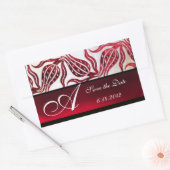RED VELVET DAMASK TULIPS MONOGRAM Burgundy White Rechthoekige Sticker (Envelop)