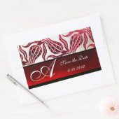 RED VELVET DAMASK TULIPS MONOGRAM Burgundy White Rechthoekige Sticker (Envelop)