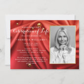 Red Velvet Elegant Foto Viering van het leven Kaart (Voorkant)