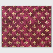 Red Velvet Fleur De Lis Mardi Gras Orleans Patroon Cadeaupapier (Vlak)