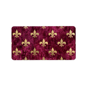 Red Velvet Fleur De Lis Mardi Gras Orleans Patroon Etiket