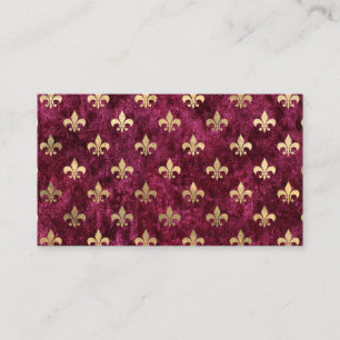 Red Velvet Fleur de Lis Mardi Gras Orleans Patroon Visitekaartje