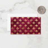 Red Velvet Fleur De Lis Mardi Gras Orleans Pattern Notitiekaartje (Voorkant / Achterkant in situ)