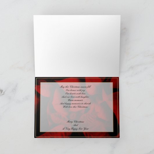 Red Velvet Poinsettia Season's Greetings Feestdagen Kaart (Binnen)
