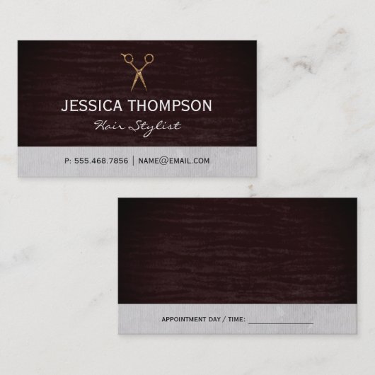 Red Velvet Salon Shears Visitekaartje (Voorkant / Achterkant)
