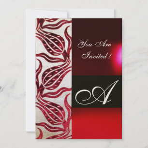RED VELVET TULIP MONOGRAM Burgundy Champagne White Kaart