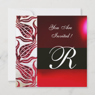 RED VELVET TULIP MONOGRAM Burgundy Champagne White Kaart
