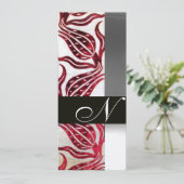 RED VELVET TULIP MONOGRAM Burgundy White Champagne Kaart (Staand voorkant)