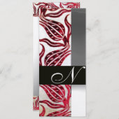 RED VELVET TULIP MONOGRAM Burgundy White Champagne Kaart (Voorkant / Achterkant)